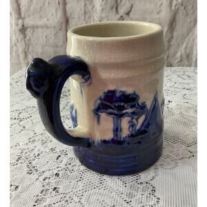 Antique Old Sleepy Eye Monmouth Mug Stein Teepee Native American Gray Cobalt